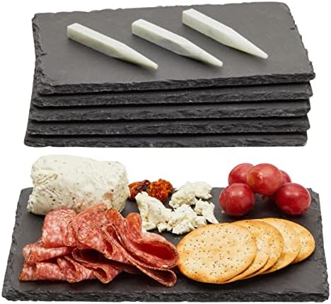 Juvale Mini Charcuterie Boards com giz, pratos de pedra individuais para queijo, carne, aperitivos, prato de sushi para brunch,