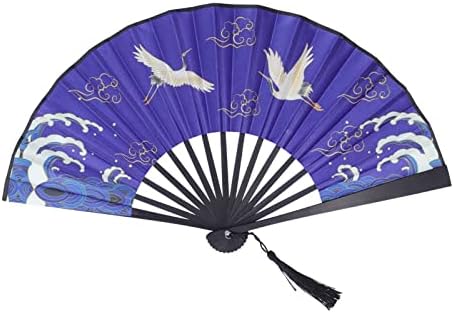 Fãs de Mão Schellen, Bamboo Crane Padrão Antigo Antigo Ventilador dobrável para Decoração de Festa de Roupa Portátil Para Presentes