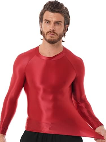 Iiniim masculina brilhante camada de base de manga comprida camisas de compressão Tops de exercícios de natação