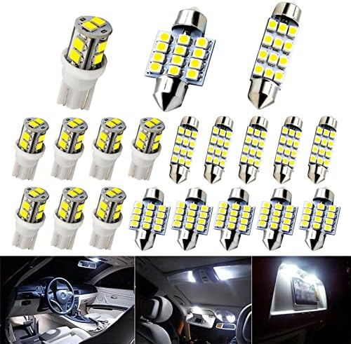Conjunto de kits de lâmpada de carro LED GSEIGVEE 20 PCS, T10 31 mm 42 mm Festoon lâmpadas, lâmpadas de substituição de LED para luzes de leitura com luzes de leitura dupla luz