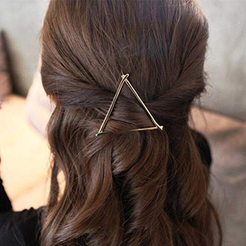NumBlartd 12pcs simples geométrico de metal barretas pinos de clipe de cabelo - mulheres delicadas de liga de prata dourada Triângulo