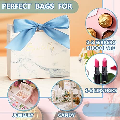 80 Pack Small Thank You Gift Bags Boxes Mini Party Favor Sacos de presente com fita de fita de arco Mini sacos de papel para festa de chá de chá de bebê Celebração