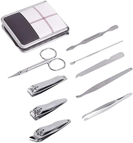 Kossma 9pcs tamanho portátil Viagem kit de clipper de unhas de aço inoxidável Cuidado com unhas baratas Tweezer Scissor Manicure