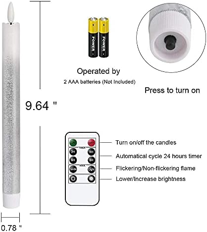 Maravilhas piscando, sem chamadas, velas de redução com remota e temporizador, bateria de 9 polegadas, operação de prata de cera