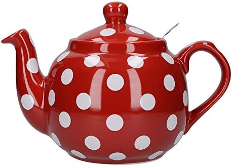 London Pottery Farmhouse Polka Dot Bule com Infusor, Cerâmica, Vermelho / Branco, 4 xícara