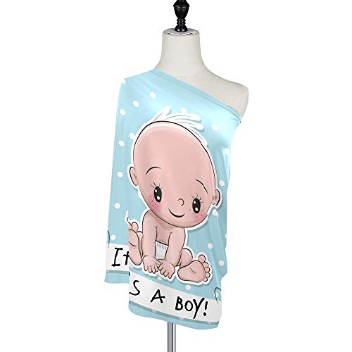 Yyzzh é um garoto em padrão de bolinhas azuis capa de assento de bebê elástico cobertura infantil covers de enfermagem de amamentação
