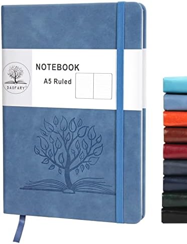 Notebook da Daofary A5 Journal, Cadernos de couro governados com 160 páginas Diário 100gsm de papel grossa escrevendo notebook de capa
