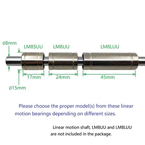 RELIABOT 10PCS LM8SUU ROLAMENTO DE BALA LINHELAÇÃO Níquel revestido de 8 mm x 15mm x 17 mm para o eixo de movimento linear de 8 mm para impressora 3D e máquina CNC