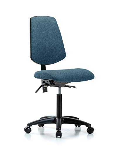 Labtech Seating LT42320 Cadeira de bancada média, tecido, base de nylon de fundo médio - inclinação, rodízios, cinza
