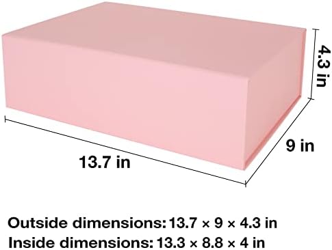 Caixa de presente dobrável rosa Aimyoo com tampas de fechamento magnético 13.8x9x4.3, grandes caixas de proposta de dama