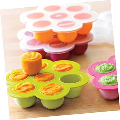 Recipiente de cereais de cereal kisangel 2pcs bandeja de armazenamento de alimentos verdes -buraco de silicone selado para crianças laranja molde de molde de gelo