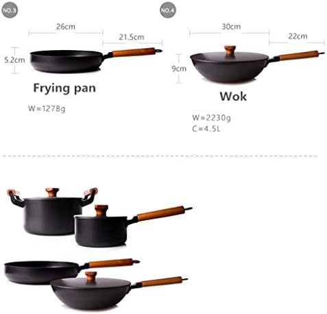 Conjunto de utensílios de cozinha de Mmllzel 7 peças PAT FOLTE FERRO DOMEMENTE PAN não revestida de indução não-de-canal Adequado para utensílios de cozinha: Recurso: