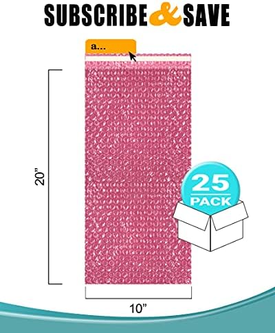 Sacos de bolha anti-estática APQ 10 x 20 polegadas, pacote de 25 bolsas de bolha de self-self de vedação rosa, sacos de bolha