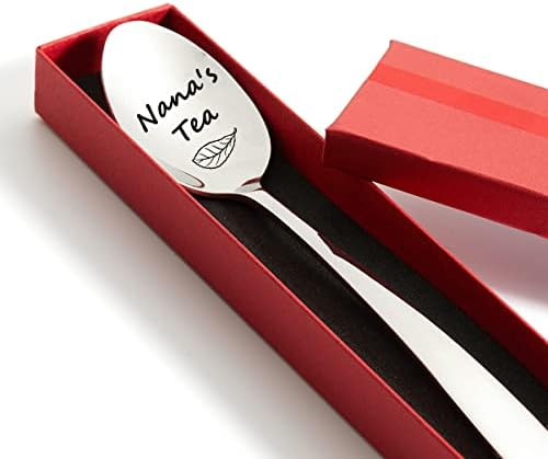Nana's Tea Graved Spoon, Nana Tea Amante Presente Coleta de Aço Antelhado Presente para o Dia das Mães Natal Christmas da neta neta
