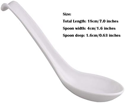 IEFIEL 10PCS inquebrável Handeld, sopa de macarrão Spoons Rice de cereais comendo colheres com design de gancho 10pcs brancos