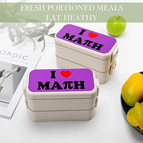 Eu amo matemática Bento Lanch Box 2 Compartamento de Alimentos Recipientes de Armazenamento de Alimentos com colher e garfo