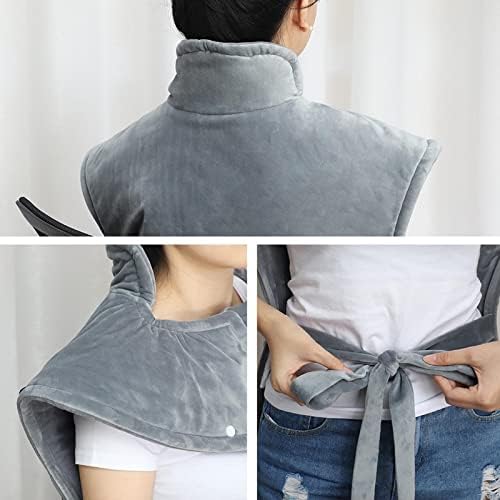 Kvibeo Electric Aquehing Shawl Pad para alívio da dor nas costas, almofada de aquecimento elétrico para pescoço e ombros com 10