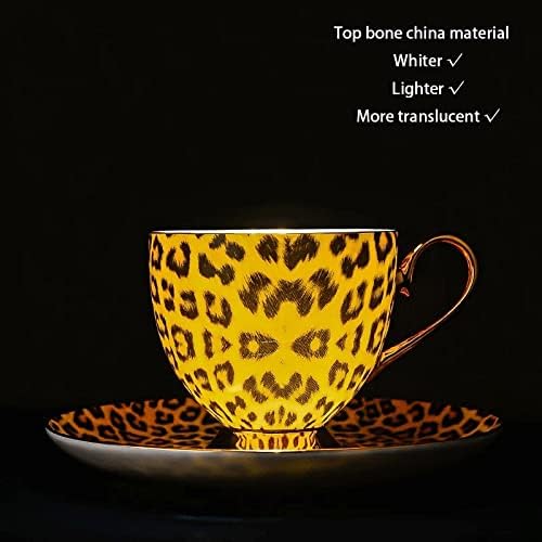 WJCCY LEOPARD IMPRESSÃO CHINA CONFORAÇÃO Conjunto de chá Conjunto de chá Porcelana Copo de xícara de cerâmica Creme Creme de açúcar Theapot Drinks |