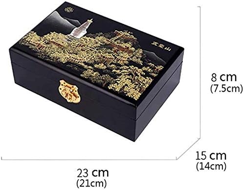 Caixa de jóias xjjzs -caixa de jóias de madeira de madeira transparente armazenamento duplo de madeira com caixa de armazenamento