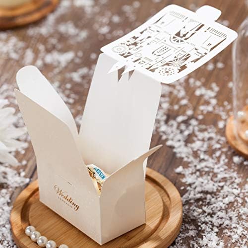 Hosmsua 50pcs a laser Caixas de casamento Caixas de favor da caixa de doces Bolsa de presentes e sacos de papel no castelo romântico