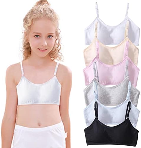 Bras adolescente de Yistu para meninas de 10 a 15 meninas treinando sutiãs big garotas roupas íntimas roupas íntimas infantis para garotas Bra 6 pacote