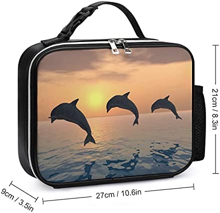 Jumping Golphins no Sunset Reutilable Tote Tote Bag Recipiente de lancheira isolada para viagens de piquenique no trabalho com