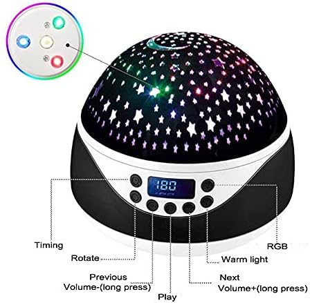 Jahh Star Projector LED Night Light Star Mestre Sky Starry Lamp Lamp Auto Rotativo Projector Música Play With USB Port