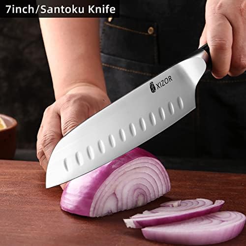 Xizor japonês Santoku Chef Faca de 7 polegadas Faca cortando aço alemão Aço de alto carbono Razor Kitchen Kitchen