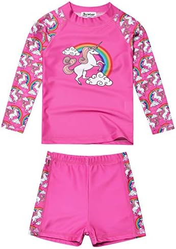 Jxstar Girls Rash Guard Unicorn/Mermaid Swimsuits Awaywear Upf 50+ UV