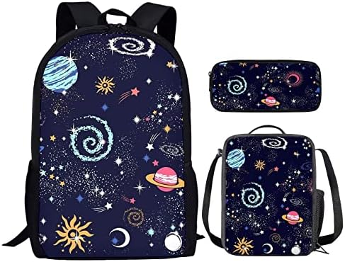 Huiacong Constellation Galaxy School Bag Starry Rucksack for Kids Mackpack com lancheira e case de lápis meninos garotas rucksack casual