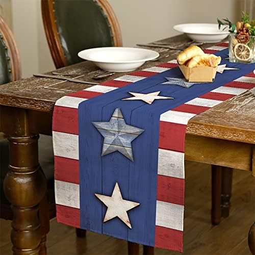 4 de julho Decorações Tabel Runners 13x60 polegadas Memorial Day American Flag Stars and Stripes