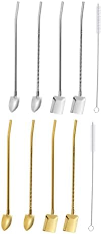 Luxshiny Kitchen Spoon Canudos de aço inoxidável pára -devista em forma de sobremesa Colar de sorvete Scele colher de pudim iogurte