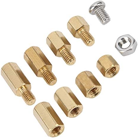 Fafeicy 136pcs masculino porca de parafuso de batente hexadecimal de latão, pilar de pilar e de posição dupla e suprimentos industriais de bronze stoff, para indústria, domicílio, home, garanhão