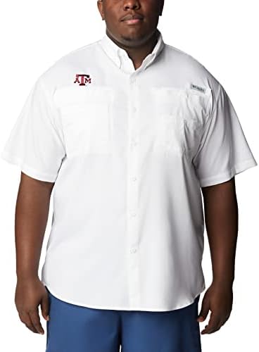 Columbia NCAA Texas A&M Aggies Men's Tamiami Short Sleeve Shirt, Medium, Tam - White