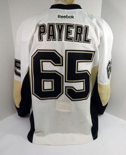 2012-13 Pittsburgh Penguins Adam Payerl 65 Jogo emitiu White Jersey 58 DP30806 - Jogo usado NHL Jerseys