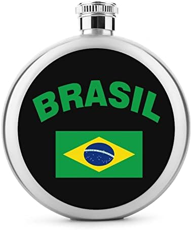 Bandeira do Brasil 5oz Flask Hip Provo de bebida bebida aço inoxidável para uísque de álcool Rum vodk Camping Party