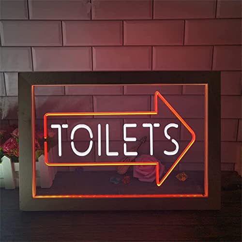 DVTEL banheiros de flecha led led let, banheiro luzes de luz usb luzes neon com moldura de madeira, placa luminosa pendurada na