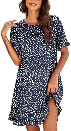 Vestidos ADSSDQ para mulheres 2023 Fashion Summer Straward Print Crew Neck Front Front e Long Back Peplum