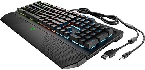 HP Pavilion Gaming Wired Keyboard 800 com LED de backlit de 4 zonas, rollover N-key anti-gordura, controle de áudio e interruptores mecânicos vermelhos,
