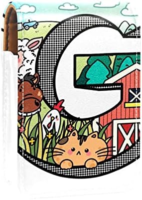 Caso de batom de Oryuekan, bolsa de maquiagem portátil fofa bolsa cosmética, organizador de maquiagem do suporte do batom, letra G Cartoon Farm Animal
