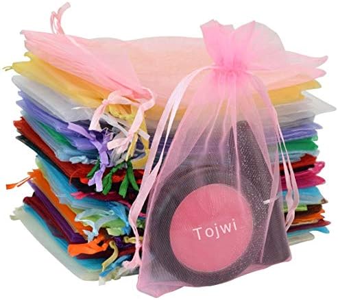 Tojwi 50pcs Organza Bags-Mix Color 3.54''x4.33 '' Cetim Catrique Organza Bolsa Favory Favory Saco de Jóias de Jóias