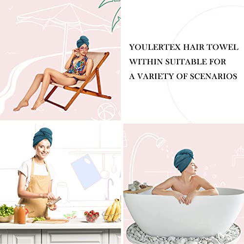 Toalha de cabelo de microfibra Youlertex - 2pack Hair Hair Secy Turban Curly Absorve Fast absorvente Anti Frizz Twist Ploping Turbante de chuveiro longo para mulheres com botão