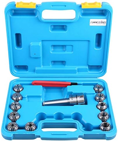 Acusado Ferramentas Industriais MT3 Shank ER32 Chuck com o Kit de Collets de 11pc, 1/8 '' - 3/4 '' até o 16º, Morse Taper Collet System, 0223-0304