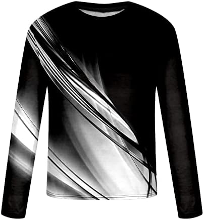 Sport Men Sleeve de manga longa da t-shirt Linha de pulôver de pescoço redondo 3D Blusa de camiseta impressa Camiseta atlética