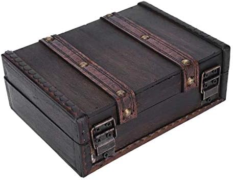 Caixa de jóias vintage do Herchr, caixa de tesouro caixa de exibição de jóias decorativas de caixa de madeira para armazenar tesouros de jóias