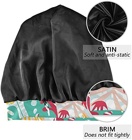 Um boné de tampa de trabalho de semente Sleeping Bonnet Beanies Palm Folhe Plants Tropical for Women Hair Headwear