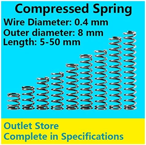 As molas de compressão são adequadas para a maioria dos reparos I Spring, mola de compressão, mola de retorno do rotor, diâmetro de armazenamento de fio de saída 0,4 mm, diâmetro externo 8 mm)