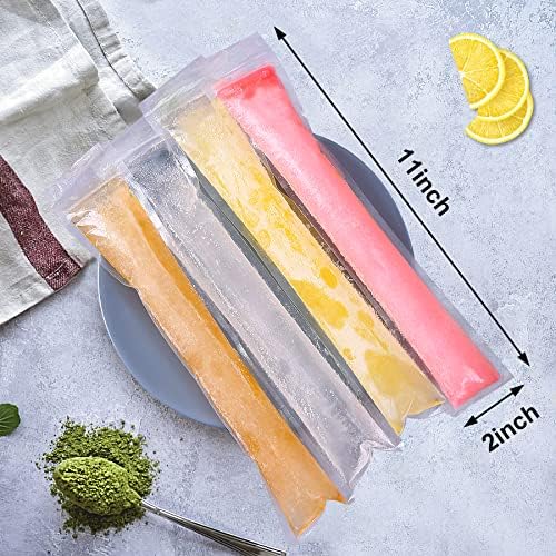 160 sacos de molde de picolé de gelo descartáveis ​​| Tubos de freezer gratuitos BPA com vedantes de zíper | Para lanches saudáveis, palitos de iogurte, suco e smoothies de frutas, doces de gelo pops | Vem com um funil