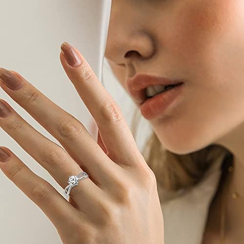 2023 Novo anel de jóias finas corações redondos setas cortadas anel de prata de diamante Six anel de diamante no engajamento