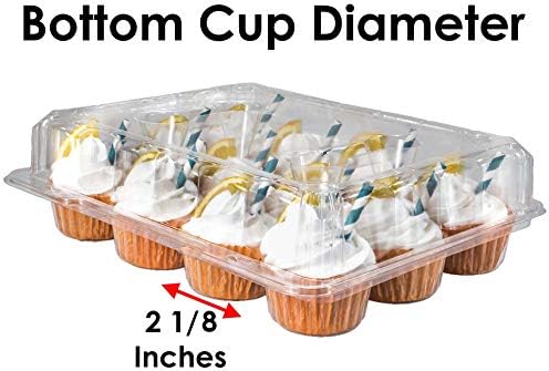 Recipientes de cupcakes de Katgely 12 contagem, caixas de cupcakes de plástico transparente 12 contagem, cúpula profunda, empilhável,